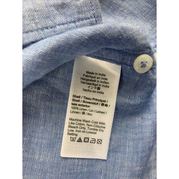 J Crew Baird McNutt Irish Linen Shirt Men S Blue Slim Untucked Button Down Work - Picture 5 of 10